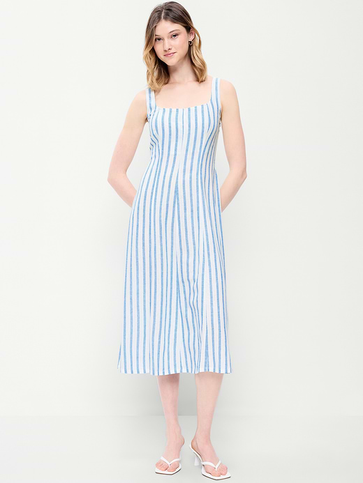 Old Navy Fit & Flare Sleeveless Linen-Blend Midi Dress — photo 1