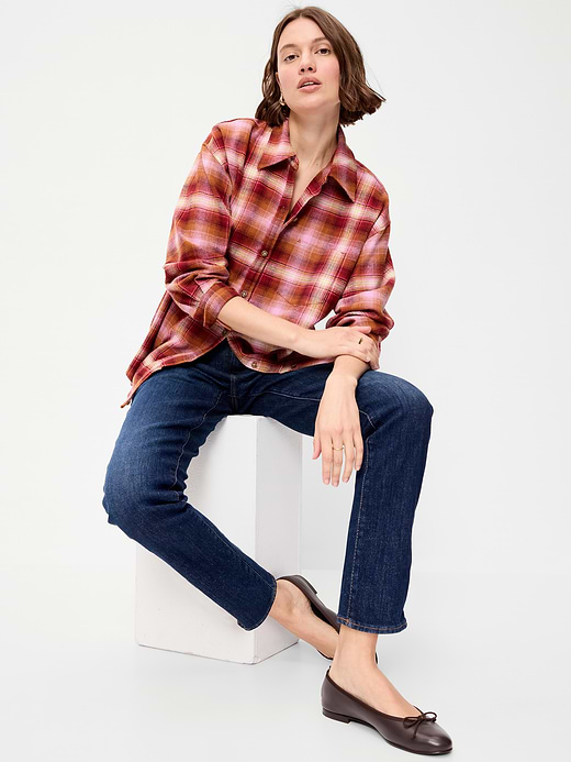 Old Navy Oversized Button-Down Boyfriend Flannel Shirt — photo 4