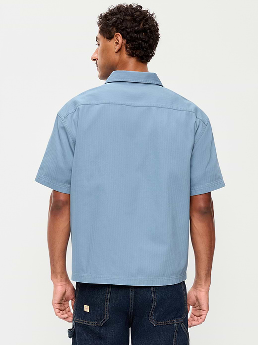 Old Navy Loose Full-Zip Twill Workwear Shirt — photo 3