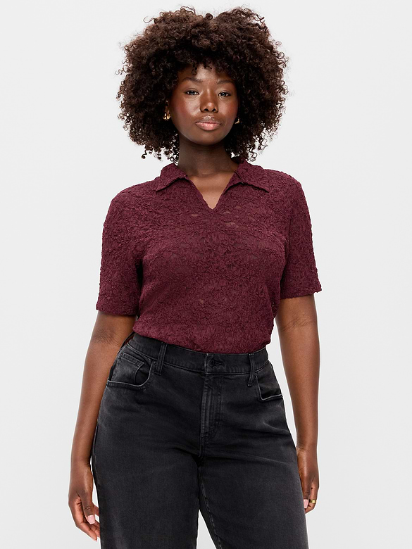 Old Navy Lace Keyhole Polo Top — photo 7
