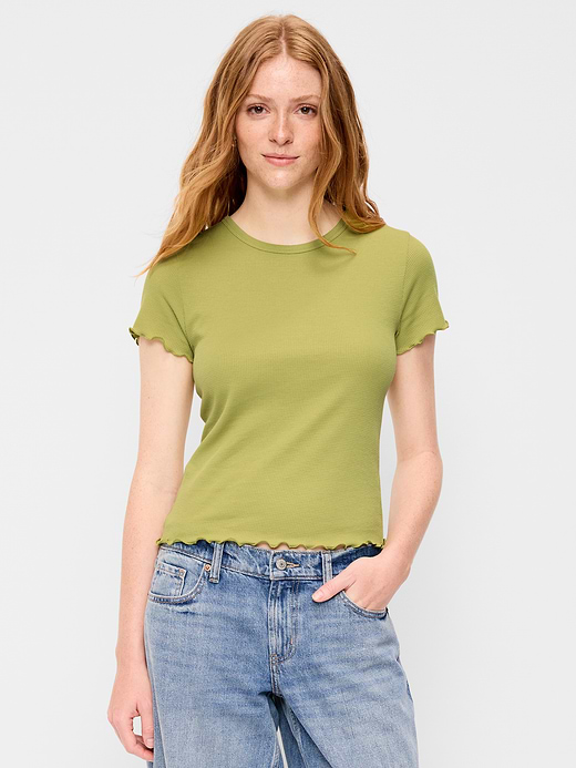 Old Navy Fitted Waffle-Knit Cropped T-Shirt — photo 1