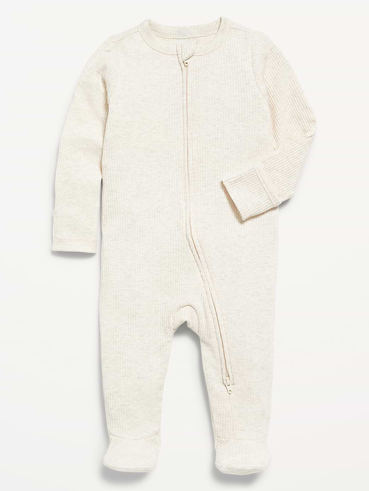 Old Navy Ribbed 2-Way-Zip Sleep & Play Footed One-Piece for Baby — photo 1
