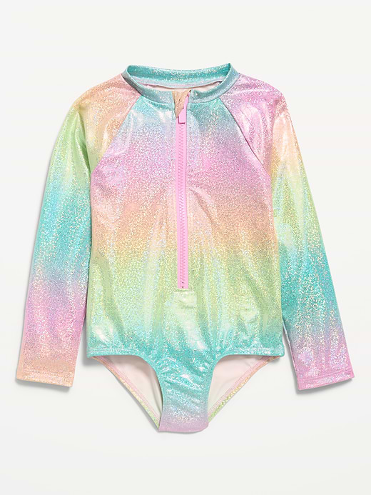 Old Navy Printed Zip-Front Rashguard One-Piece Swimsuit for Toddler Girls