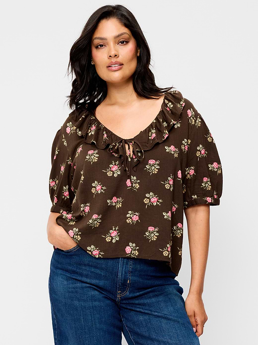 Old Navy Ruffle Collar Tie-Front Top — photo 8