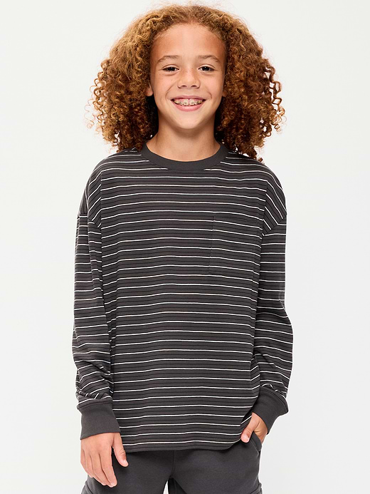 Old Navy Oversized Long-Sleeve Striped Pocket T-Shirt for Boys — photo 1