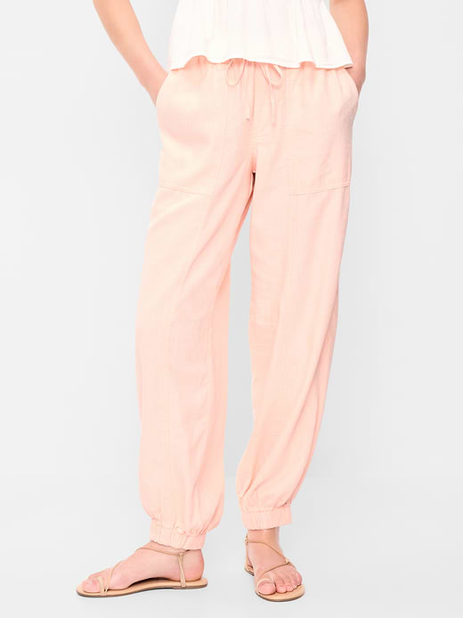 Old Navy Mid-Rise Linen-Blend Cinched-Ankle Pants — photo 3