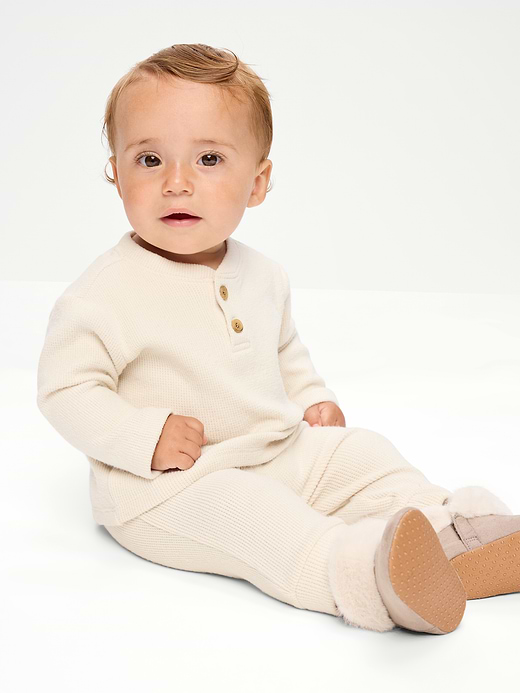 Old Navy Long-Sleeve Waffle-Knit Henley Top and Pants Set for Baby — photo 1