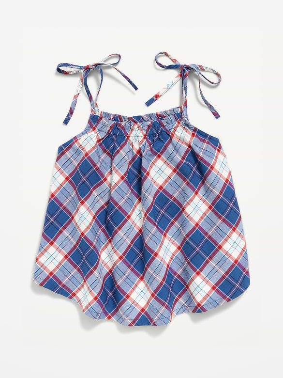 Old Navy Sleeveless Tie-Shoulder Plaid Top for Girls — photo 3