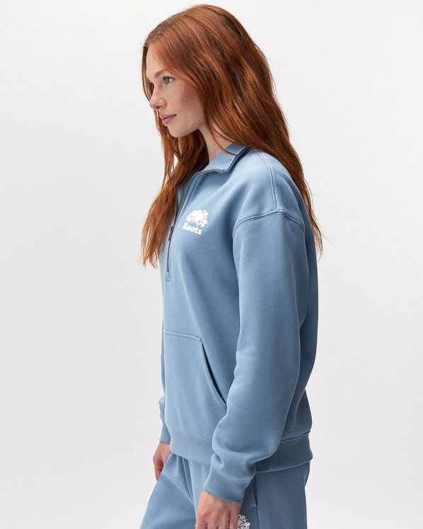 Roots Organic Cooper Relaxed Quarter Zip Stein — photo 3