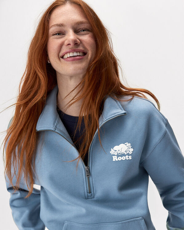 Roots Organic Cooper Relaxed Quarter Zip Stein — photo 5