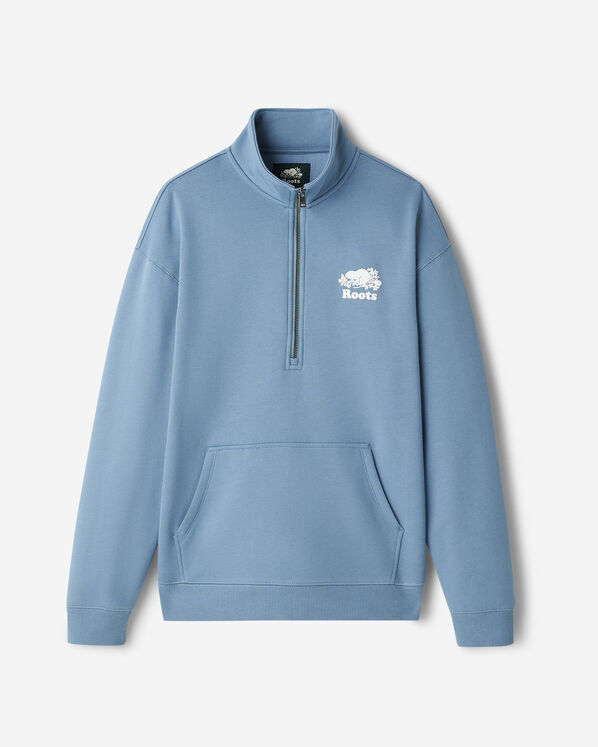 Roots Organic Cooper Relaxed Quarter Zip Stein — photo 6