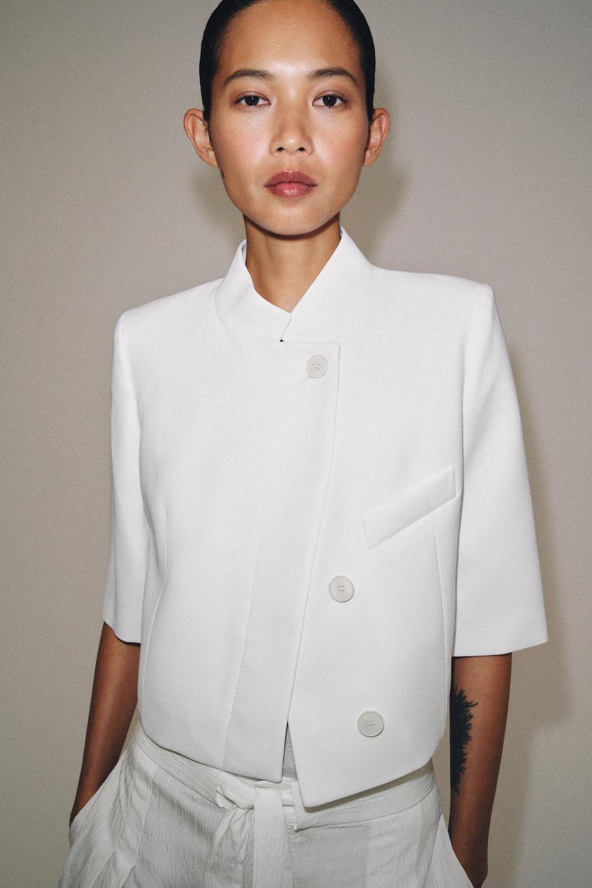 ZARA SHORT SLEEVE CROPPED BLAZER ZW COLLECTION — photo 1