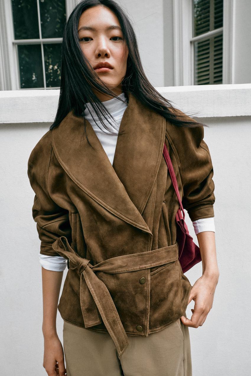 ZARA FAUX SUEDE BELTED JACKET — photo 2