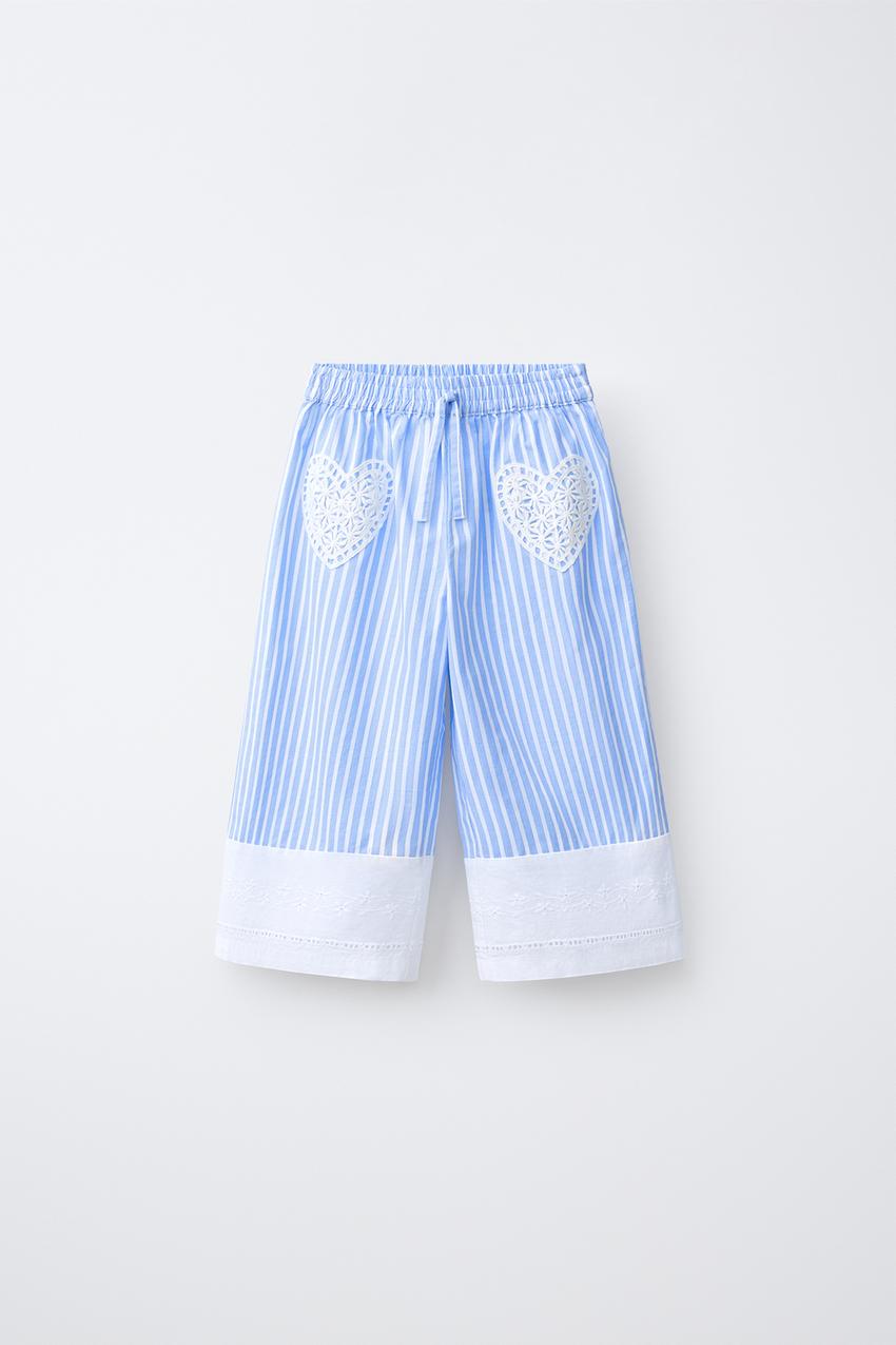 ZARA CROCHET HEART STRIPED PANTS — photo 2