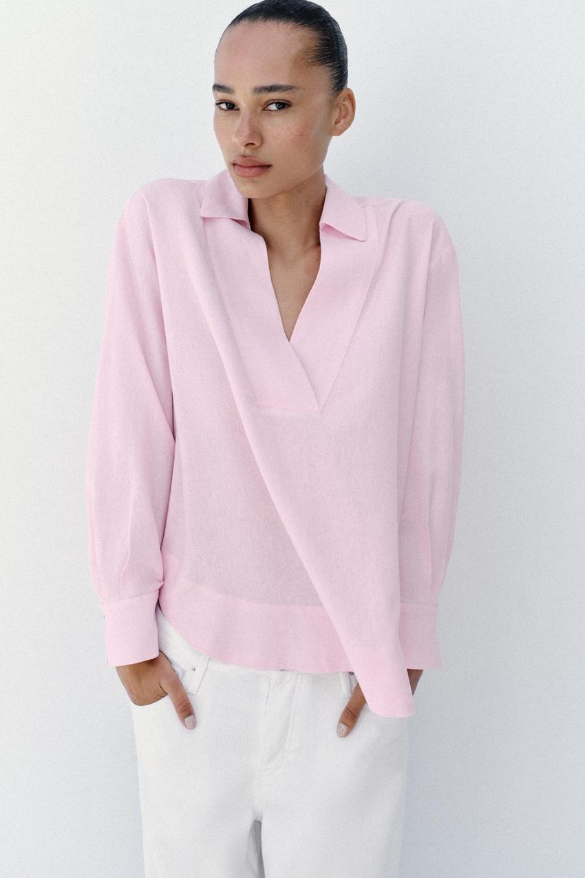 ZARA FULL CUT LINEN BLOUSE — photo 1