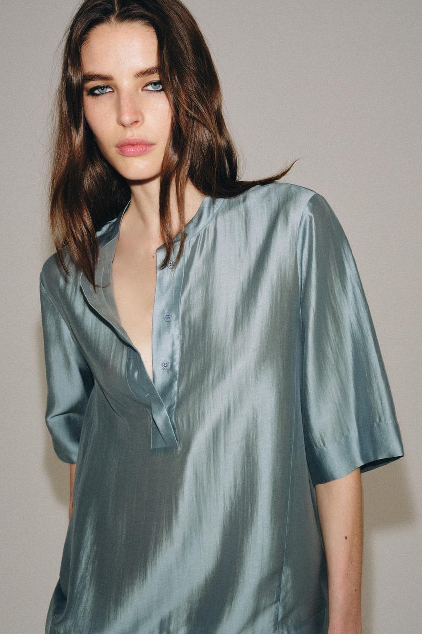 ZARA SHORT SLEEVE FLOWY BLOUSE ZW COLLECTION — photo 1