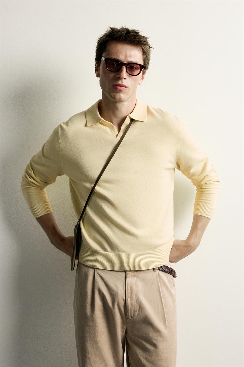 ZARA COTTON-LINEN KNIT REGULAR FIT POLO — photo 2