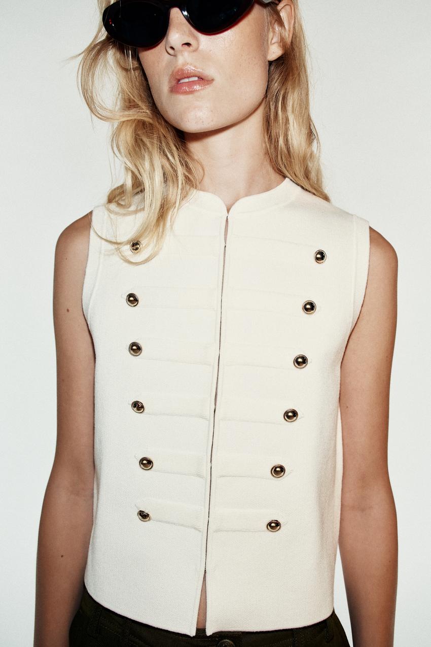 ZARA BUTTON VEST TOP — photo 1
