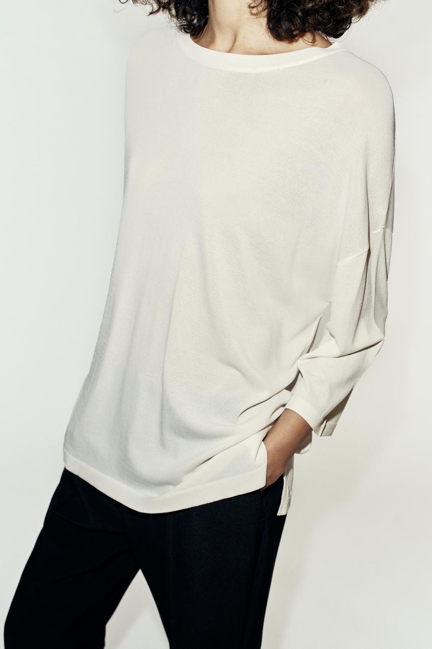 ZARA THREE-QUARTER SLEEVE KNIT TOP — photo 1