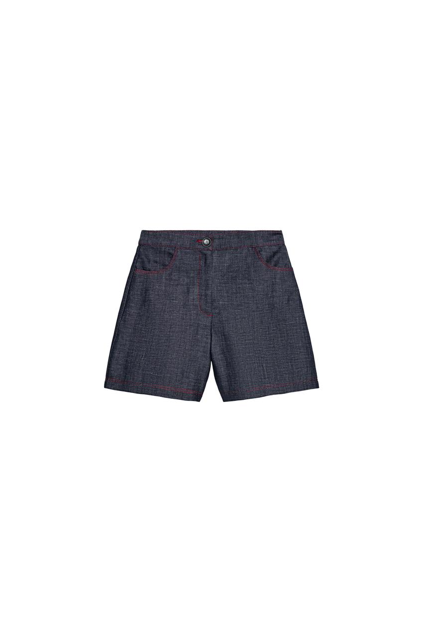 ZARA CONTRAST TOPSTITCHING LINEN SHORTS — photo 3