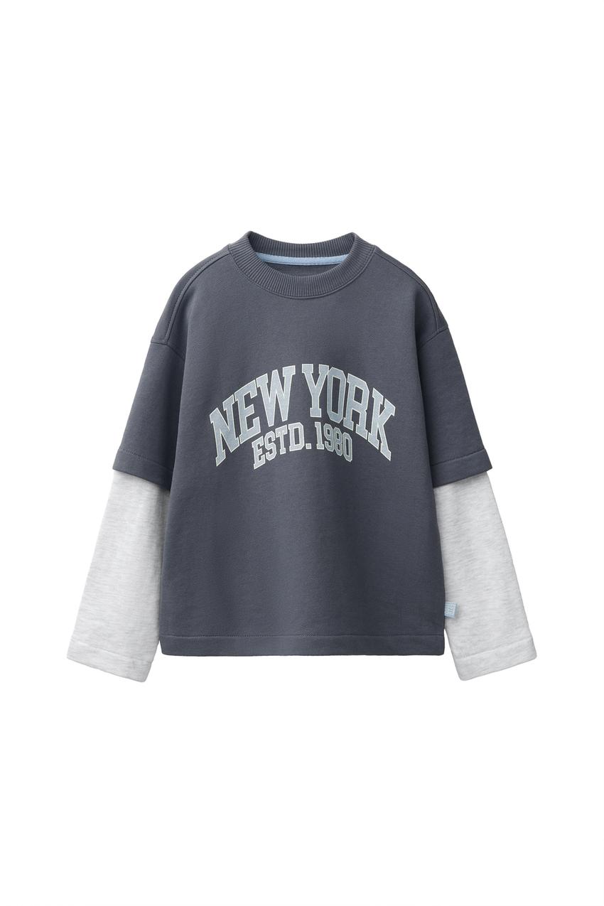 ZARA DOUBLE SLEEVE TEXT SWEATSHIRT — photo 3