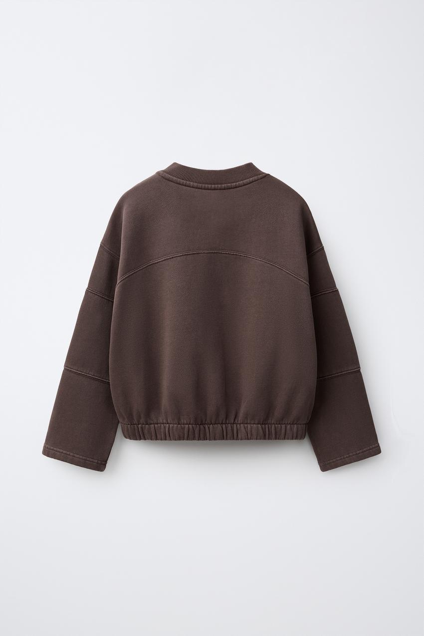 ZARA WASHED-EFFECT GRAPHIC SWEATSHIRT — photo 2