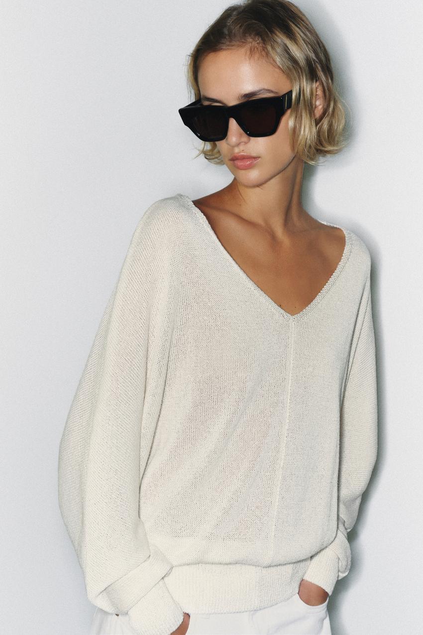 ZARA V-NECK KNIT JUMPER — photo 1