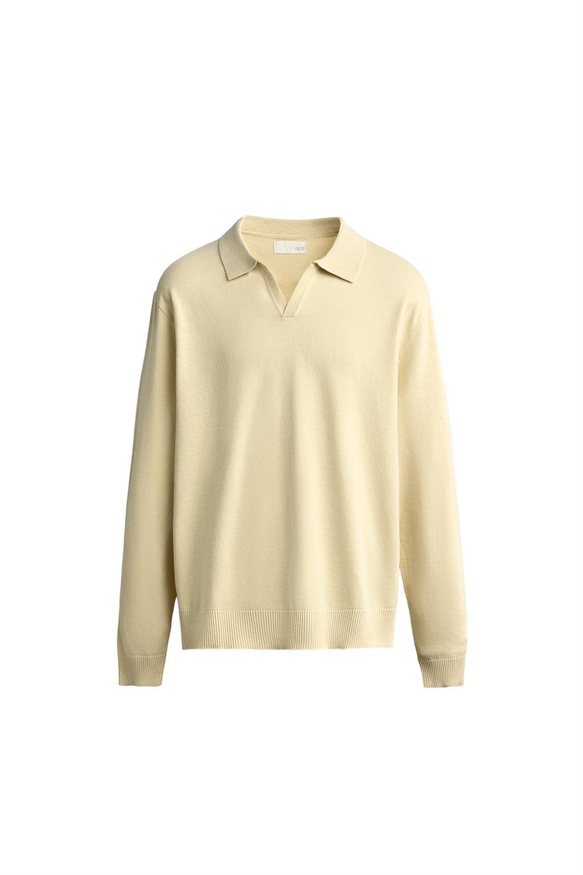 ZARA COTTON-LINEN KNIT REGULAR FIT POLO — photo 3