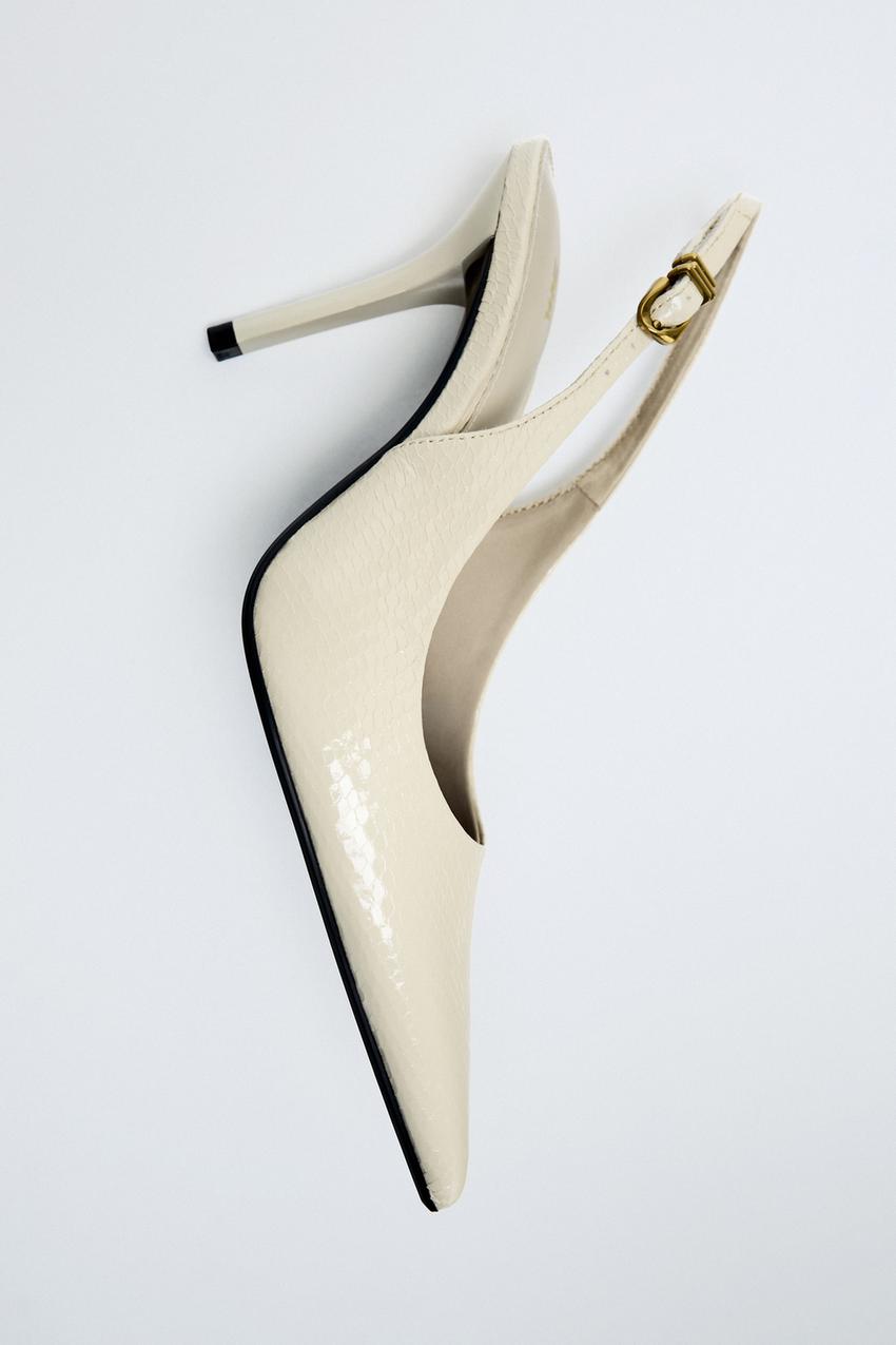 ZARA EMBOSSED SLINGBACK HEELS — photo 1