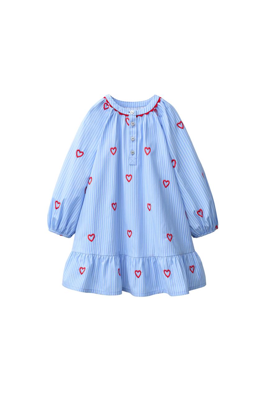 ZARA STRIPED EMBROIDERED HEART DRESS — photo 3
