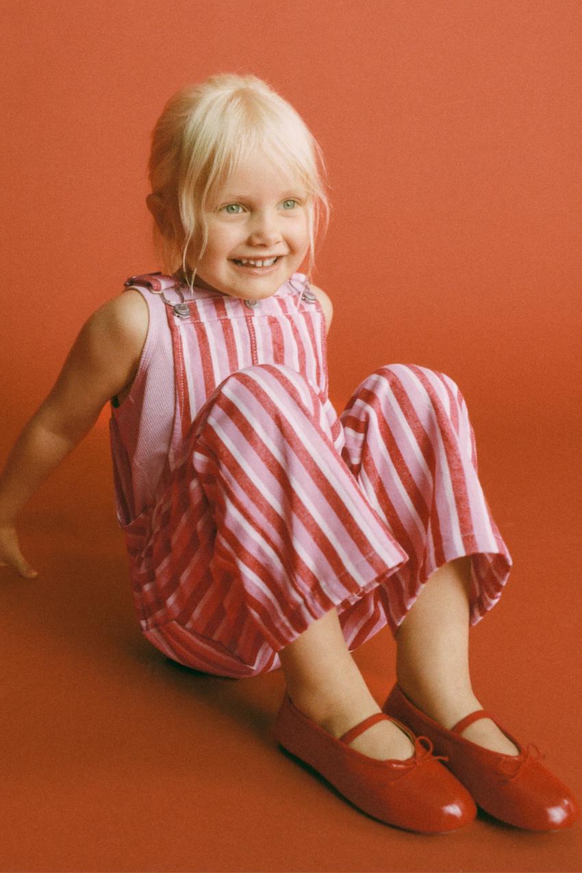 ZARA LONG STRIPED TWILL OVERALLS — photo 1