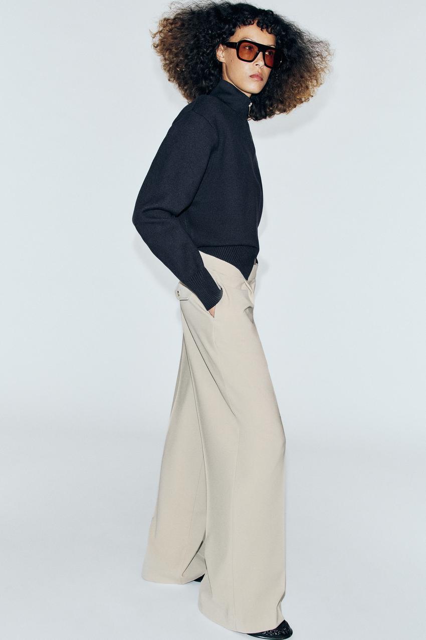 ZARA WIDE-LEG PLEATED PANTS — photo 1