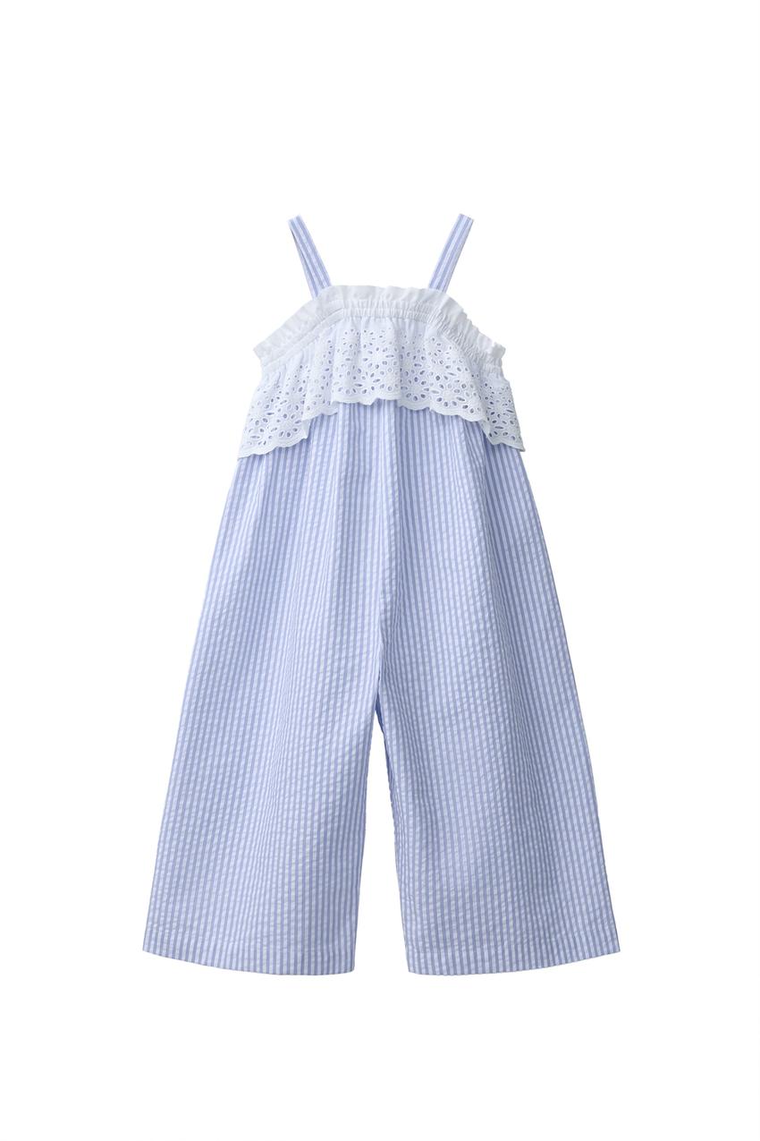 ZARA COMBINATION STRIPED AND SWISS EMBROIDERED JUMPSUIT — photo 3