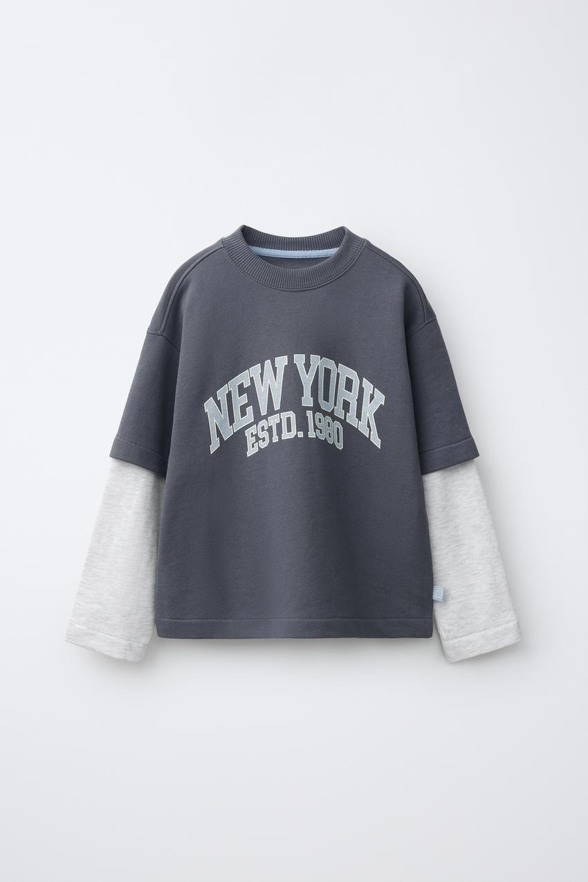 ZARA DOUBLE SLEEVE TEXT SWEATSHIRT — photo 2