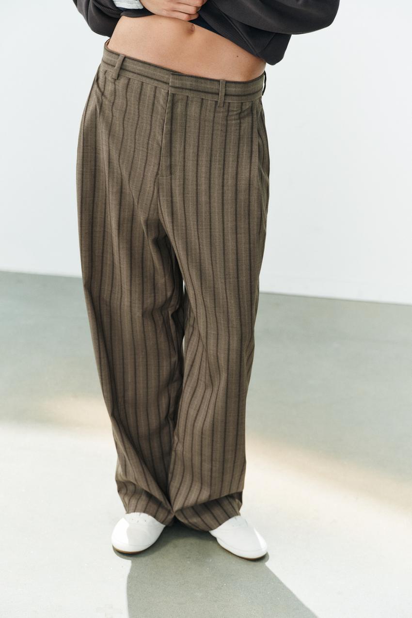 ZARA STRIPED PLEATED PANTS — photo 1