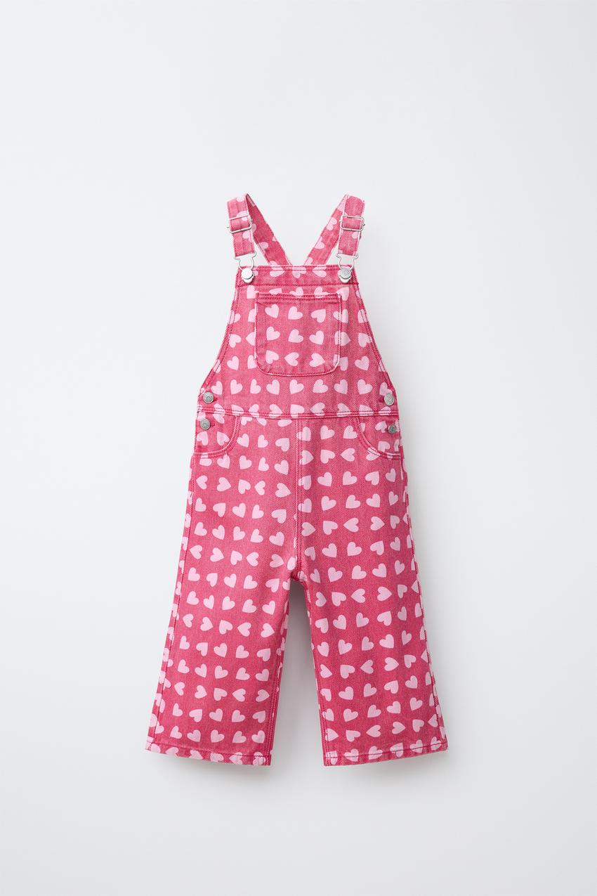 ZARA HEART PRINT TWILL OVERALLS — photo 2