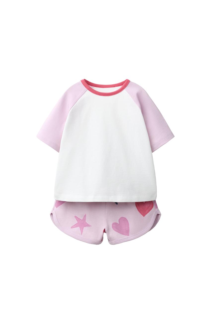 ZARA STAR AND HEART RAGLAN T-SHIRT AND BERMUDA SHORTS SET — photo 3