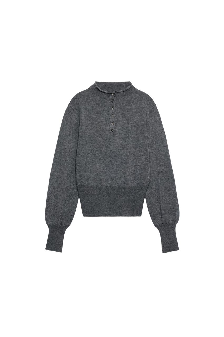 ZARA HIGH-NECK BUTTON KNIT JUMPER — photo 3