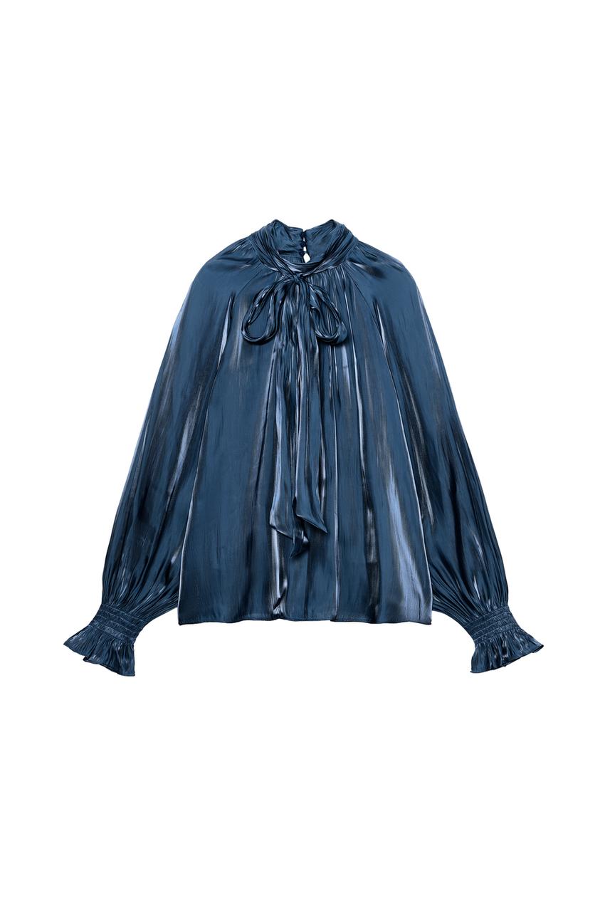 ZARA SATIN TIE BLOUSE — photo 3