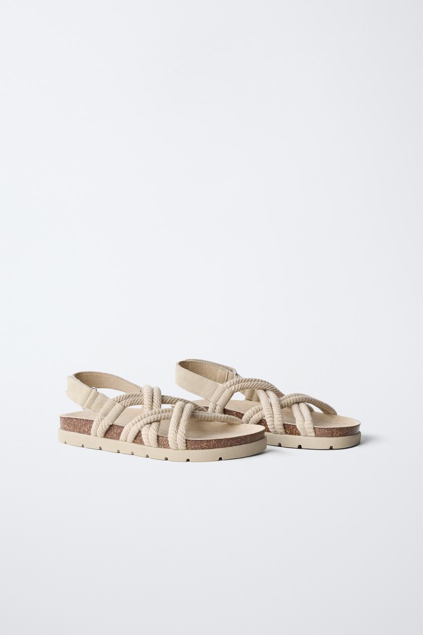 ZARA ROPE DESIGN LEATHER SANDALS — photo 2