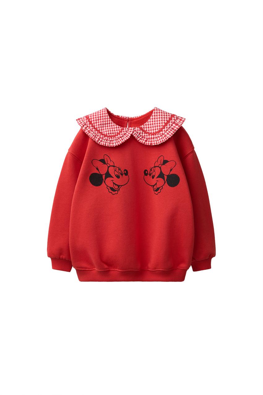 ZARA MINNIE MOUSE © DISNEY GINGHAM PETER PAN COLLAR SWEATSHIRT — photo 3