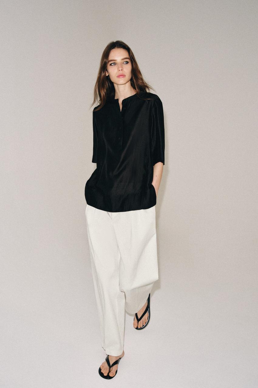 ZARA SHORT SLEEVE FLOWY BLOUSE ZW COLLECTION — photo 2