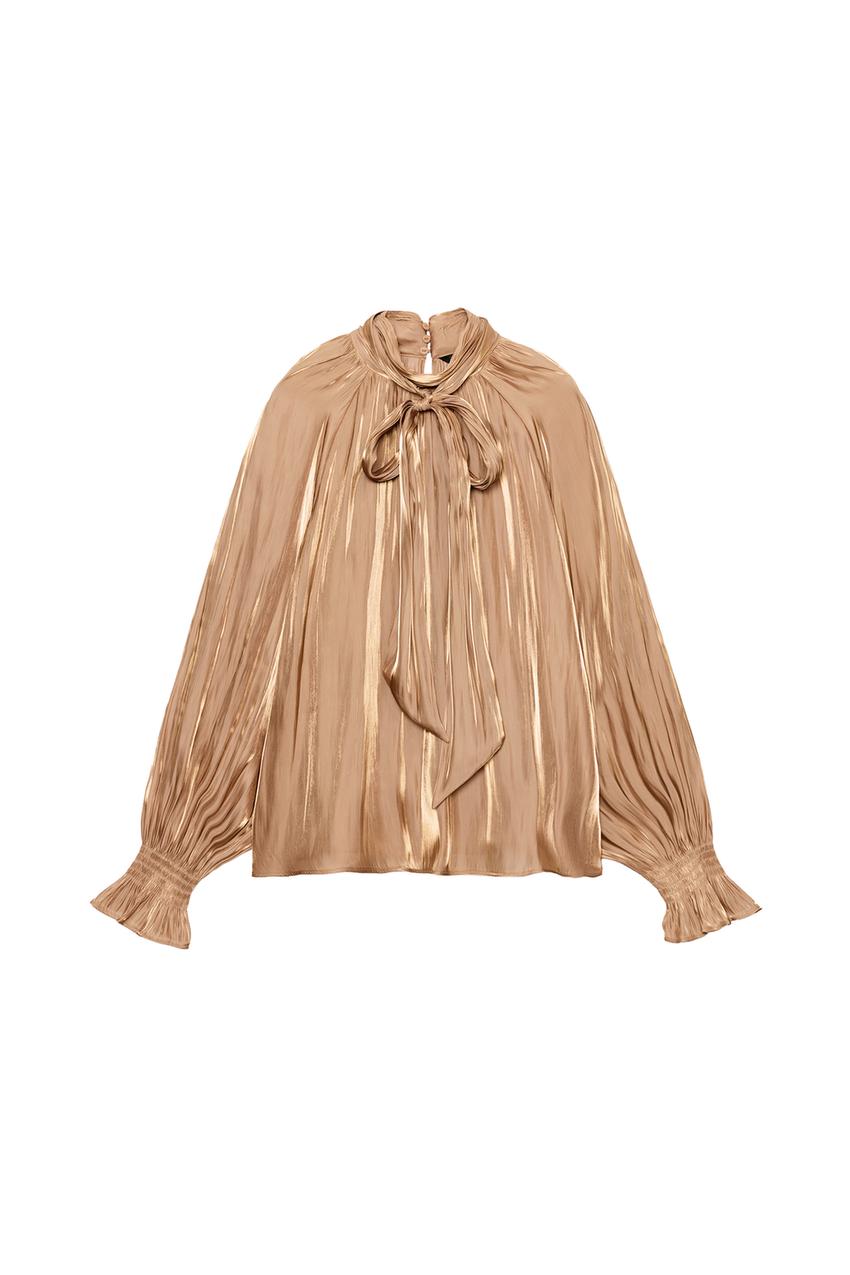 ZARA SATIN BOW BLOUSE — photo 3