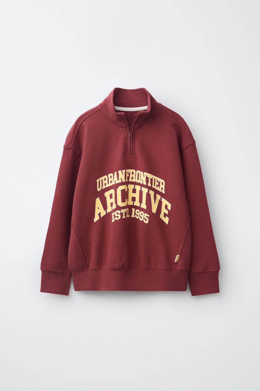 ZARA TEXT PRINT ZIP SWEATSHIRT — photo 2