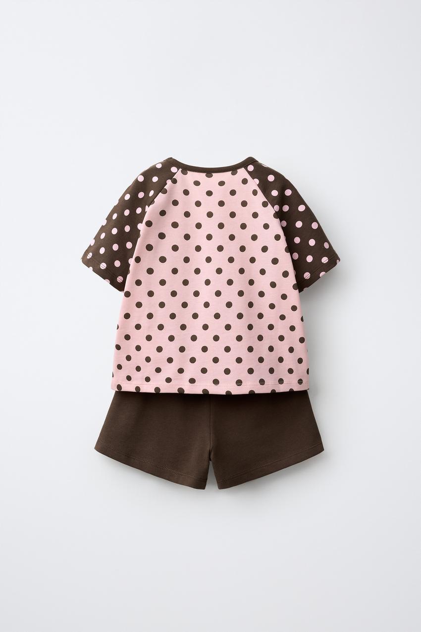ZARA POLKA DOT T-SHIRT AND STRIPED SHORTS SET — photo 2
