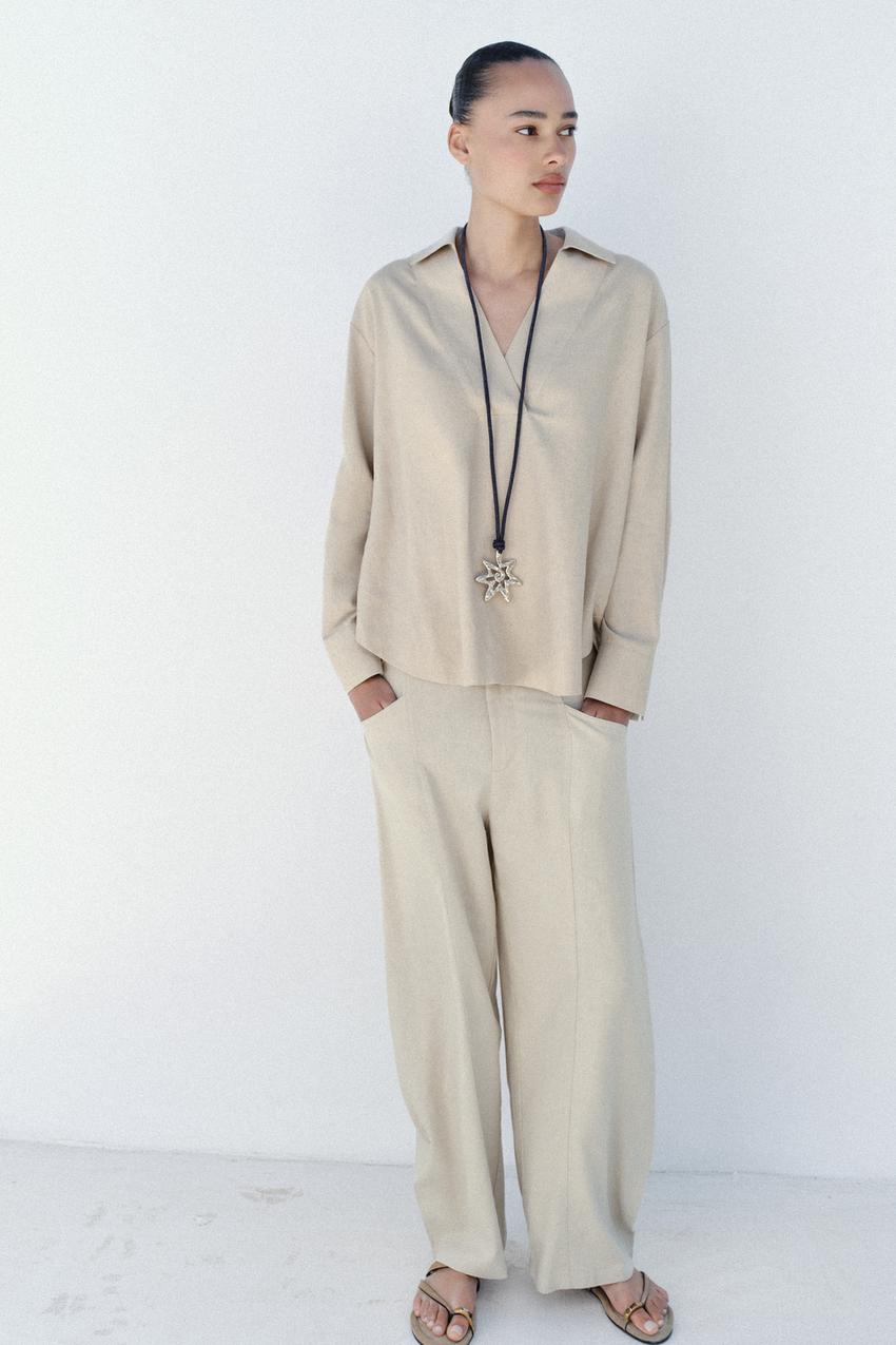 ZARA LINEN BLEND FULL CUT BLOUSE — photo 2