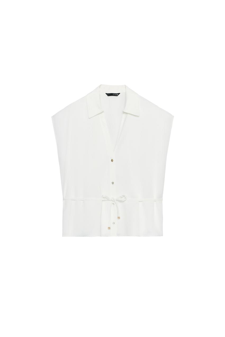 ZARA BELTED SATIN EFFECT SLEEVELESS SHIRT — photo 3