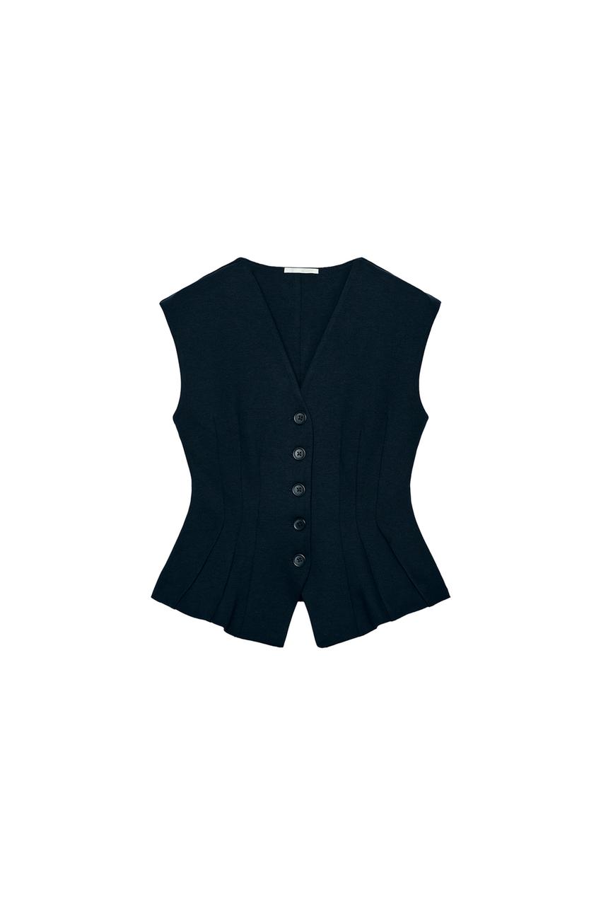 ZARA INTERLOCK BUTTON VEST — photo 3