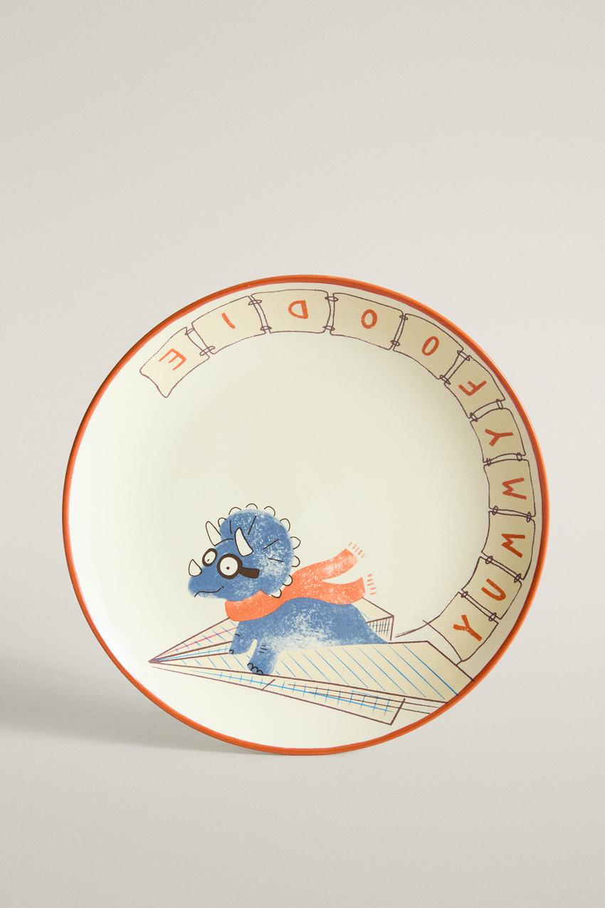 ZARA KIDS' CERAMIC DINOSAUR PLATE — photo 1