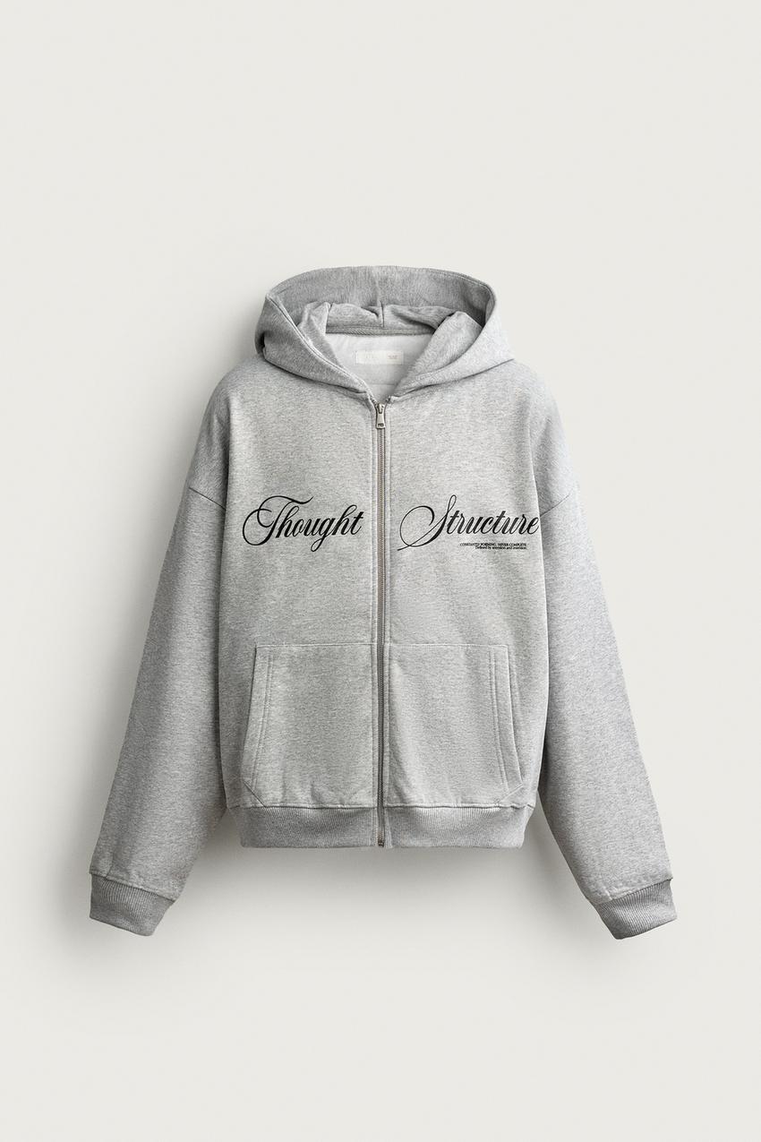ZARA PRINTED ZIP-UP HOODIE — photo 1